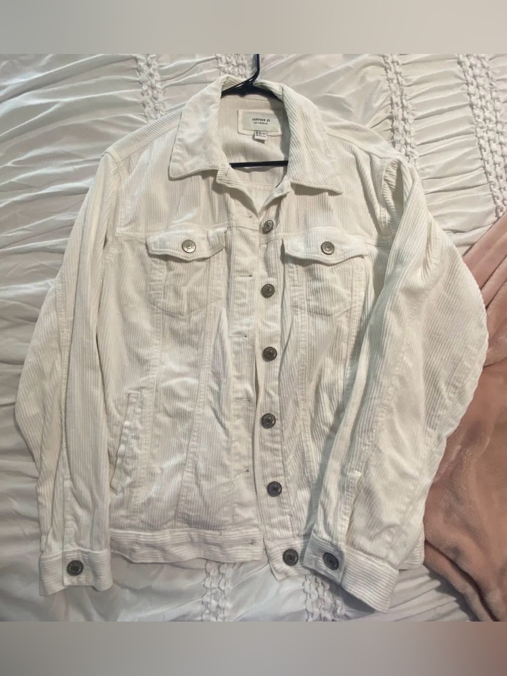 Forever 21 Off-White Corduroy Button-Front Jacket